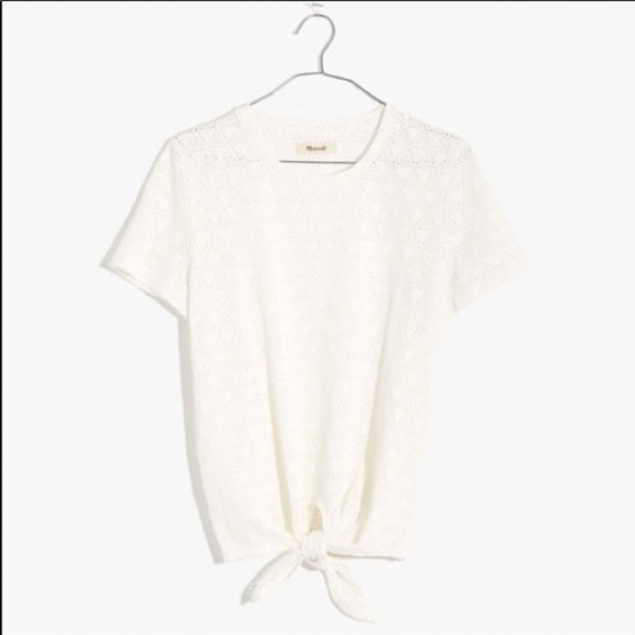 MADEWELL Texture & Thread Geo Eyelet Tie-Front Top XS - Picture 5 of 12